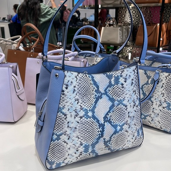 Kate Spade Leila Medium Triple Compartment Shoulder Tote
snake 
muted blue 
NWT - Picture 11 of 16